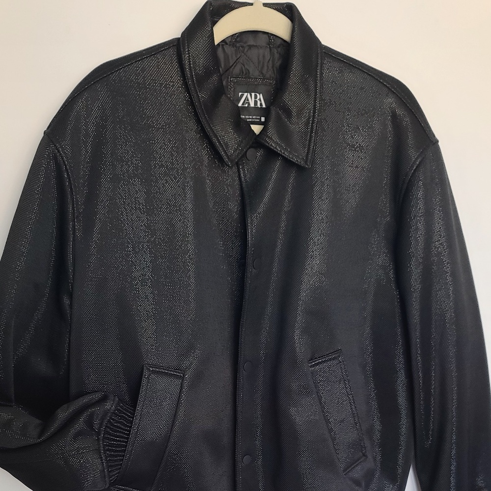 Mens XL Zara Black Bomber Jacket New